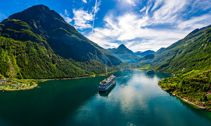 Geiranger fjord, Beautiful Nature Norway. The fjord is one of Norway's 