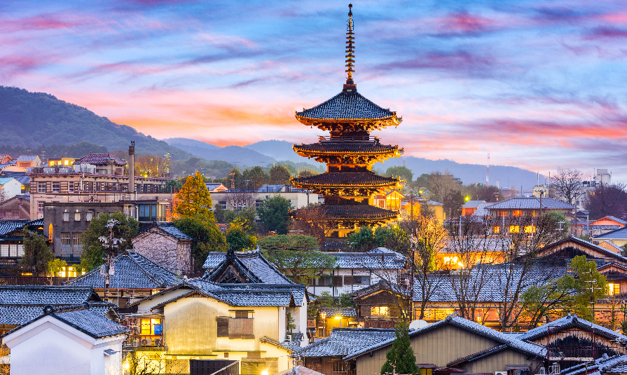Kyoto, Japan cityscape in Higashiyama historic district