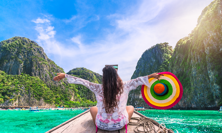 Maya beach, Phi Phi island, Tourism Phuket, Krabi, Travel Thailand, Beautiful destination Asia, Summer holiday outdoor vacation trip