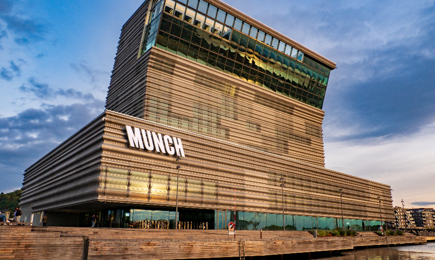 New Munch Museum building - Munchmuseet - in Bjorvika district at Oslofjord sea waterfront. Ostlandet, Northern Europe