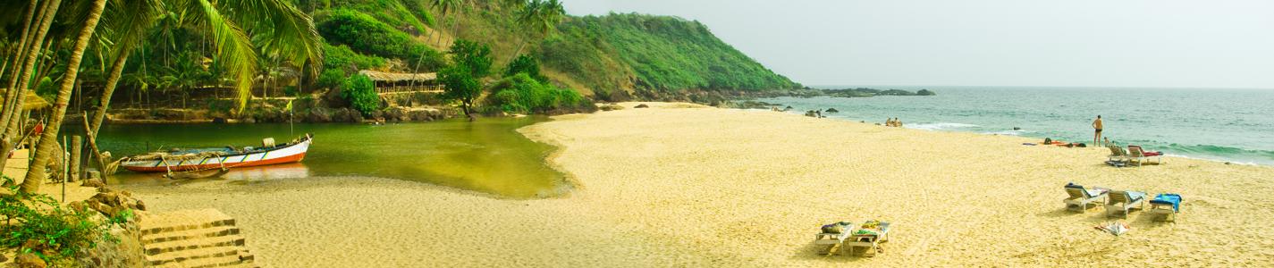 Tropical river and seashore in South Goa. India