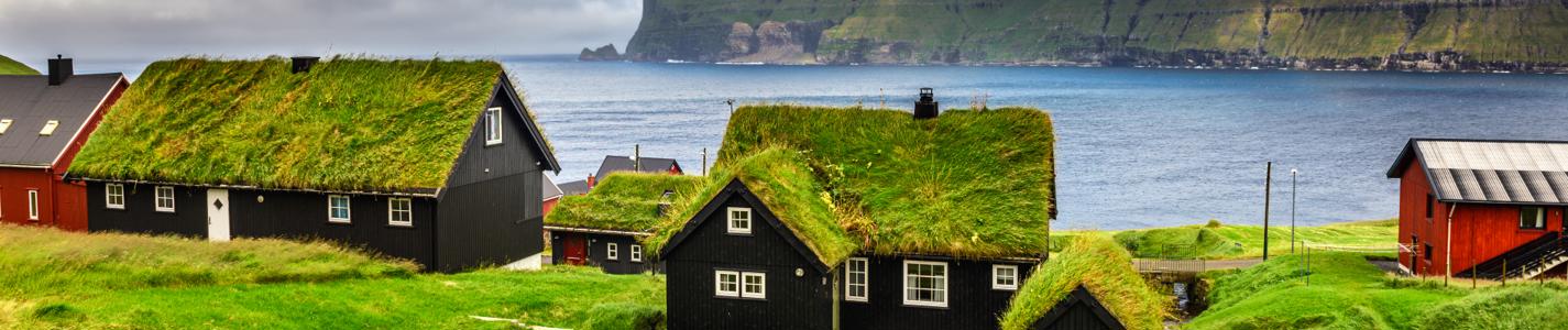 Village of Mikladalur located on the island of Kalsoy, Faroe Islands, Denmark