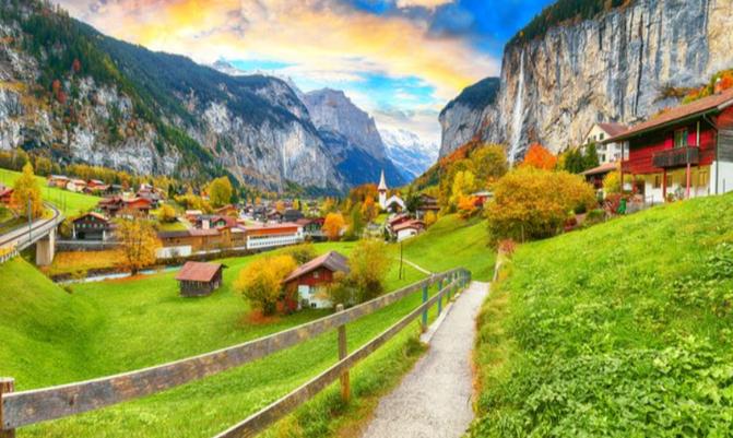 Alpine village, Switzerland