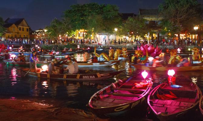 Night Boat Ride at Ancient Town of Hoi An, Vietnam