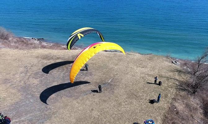 Paragliding at east point park,Canada