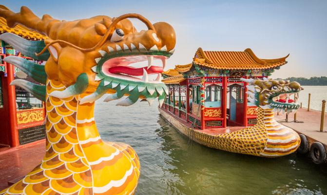 Dragon boat on the Kunming Lake, Beijing, China