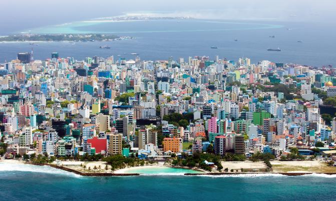 Male City / Maldives. Maldivian capital from above / close up.