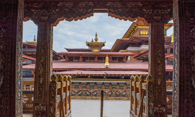 This is view of a temple inside Punakha Dzong. 