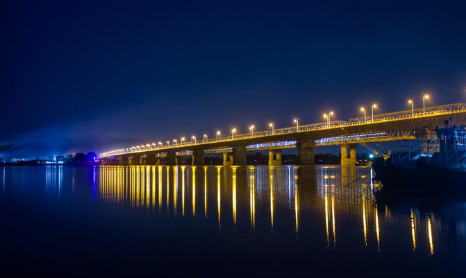 beautiful bridge on Brahmaputra river, assam, India